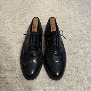 Vintage 70s Men's Florsheim Imperial Black Leather Wingtip Shoes Size  8.5 EEE